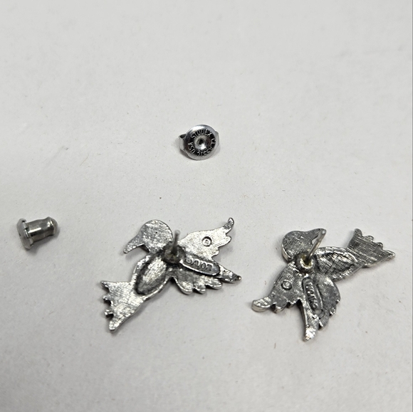 Vintage 1994 Avon Marcasite Hummingbird Stud Piereced Earrings Silver-Purple - Picture 4 of 6